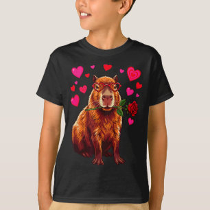 Capybara Valentijnsdag Hart Gles Roos Grappige Lie T-shirt