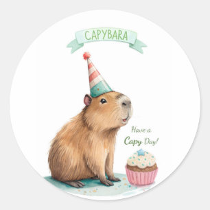 Capybara Verjaardag Grappig Heb Capy Dag Schattig Ronde Sticker