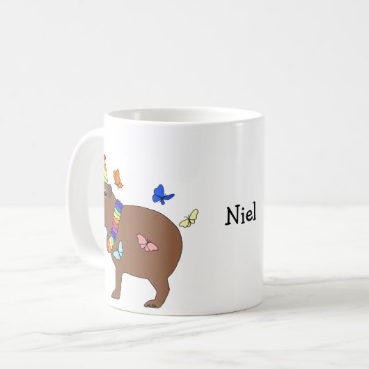 Capybara verjaardag grappige naam in het capybara koffiemok (Voorkant links)
