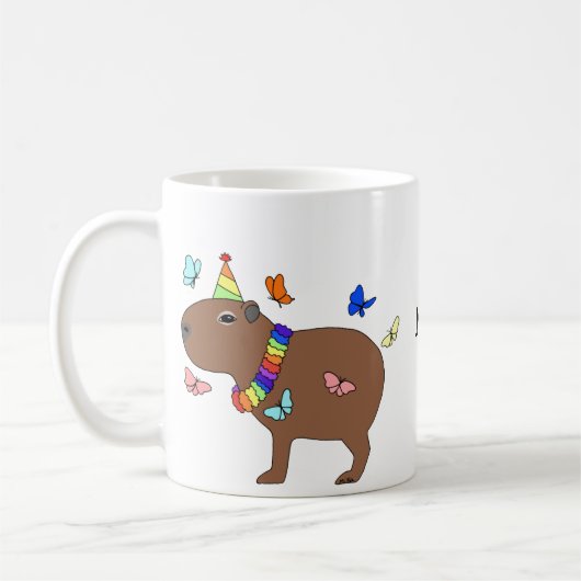 Capybara verjaardag grappige naam in het capybara koffiemok (Links)
