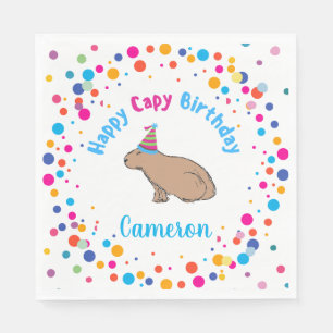 Capybara Verjaardag Schattige Hand-Illustrated Kle Servet