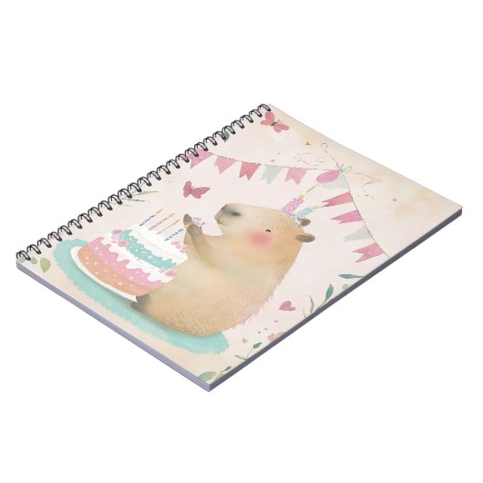 Capybara Verjaardagsfeestje Spiraal Notebook Notitieboek (Linkerzijde)