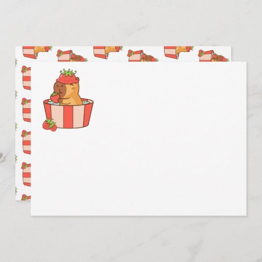 Capybara verjaardagsfeestje uitnodiging | schattig (Voorkant / Achterkant)