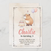 Capybara verjaardagsuitnodiging kaart (Voorkant / Achterkant)
