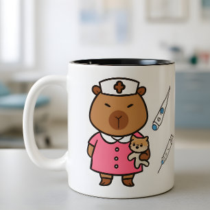 Capybara-verpleegster-mok Cute Veterinary Coffee Tweekleurige Koffiemok