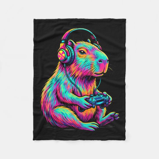 Capybara Video Games Gamer Funny Gaming Graphic Ki Fleece Deken (Voorkant)