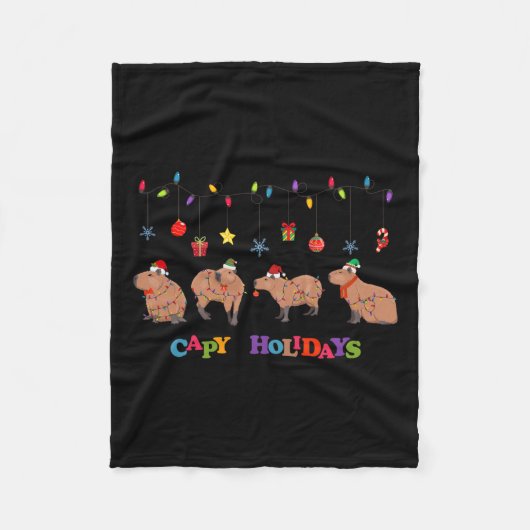 Capybara Vrolijk Kerstfeest Capybaras Lover Grappi Fleece Deken (Voorkant)