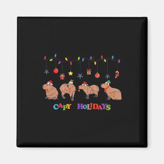 Capybara Vrolijk Kerstfeest Capybaras Lover Grappi Magneet (Voorkant)