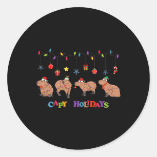 Capybara Vrolijk Kerstfeest Capybaras Lover Grappi Ronde Sticker