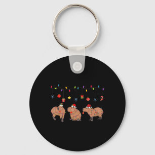 Capybara Vrolijk Kerstfeest Capybaras Lover Grappi Sleutelhanger