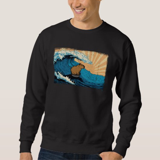 Capybara Wave  Surfing Rodent Animal Trui (Voorkant)