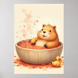 Capybara Whirlpool Ontspanning Sticker Capybara Li Poster