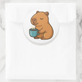 Capybara With Coffee – Cute Animal Sticker (Tas)