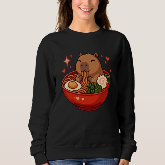 Capybara with Noodles Ramen Kawaii Capybara Trui (Voorkant)