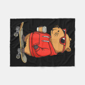 Capybara With Sungles Skater Capy  Fleece Deken (Voorkant (Horizontaal))