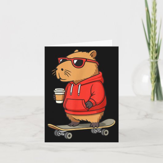 Capybara With Sungles Skater Capy  Kaart (Voorkant)