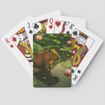 Capybara Zen Contemple les Cartes à Jouer de l'Éta