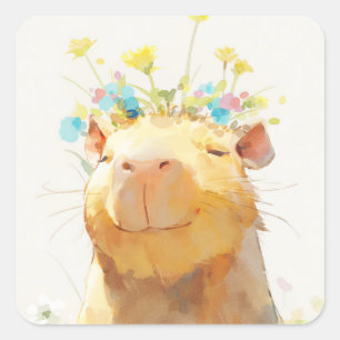 Capybara Zen Moment Vierkante Sticker