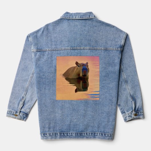 Capybara Zwemmen in het meer Denim Jacket (Achterkant)