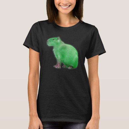Capybaras Cute Space Capybara Martian Green T-shirt (Voorkant)