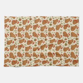 Capybaras met kerst theedoek