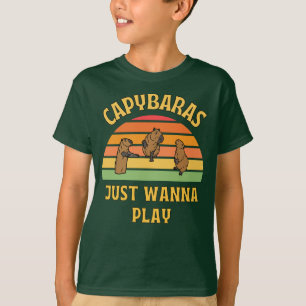 capybaras willen gewoon spelen slogan t-shirt