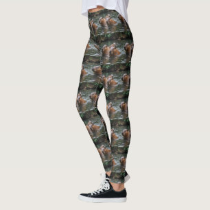 Capybaras' zwemmen in de rivier, leggings