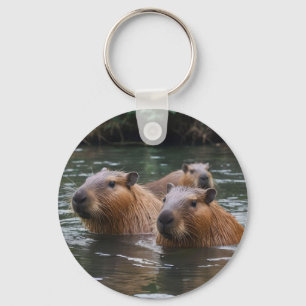 Capybaras Zwemmen In De Rivier, Sleutelhanger