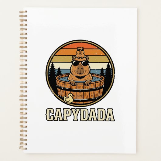 Capydada Capybara Vader Retro Bubbelbad Vectorontw Planner (Voorkant)