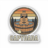 Capydada Capybara Vader Retro Bubbelbad Vectorontw Sticker (Voorkant)