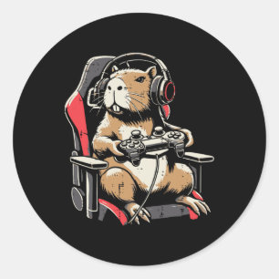Capyra Gaming Stoel Hoofdtelefoon Gamer Capy Manne Ronde Sticker