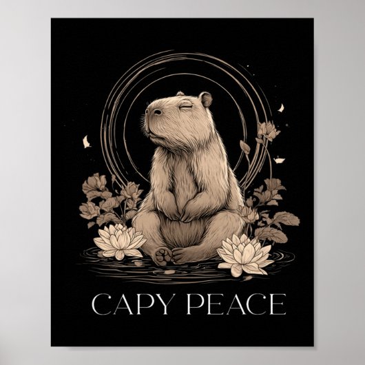Capyra Peace Cute Yoga Poster (Voorkant)