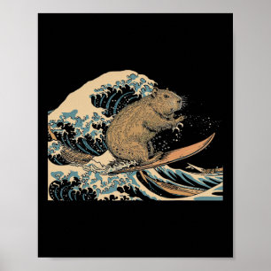 Capyra surfen Japanse golf surfer dier grappig C Poster
