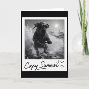 Capyra Waterskiën Zomer Grappig Meme Kaart
