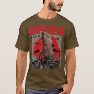 Capyzilla Funny Cute Capybara Art Japanse Sunset T-shirt