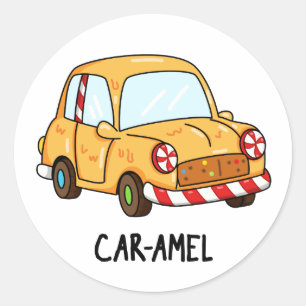 Car-amel Funny Snoep Car Pun Ronde Sticker
