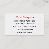 Car Details Visitekaartje (Achterkant)