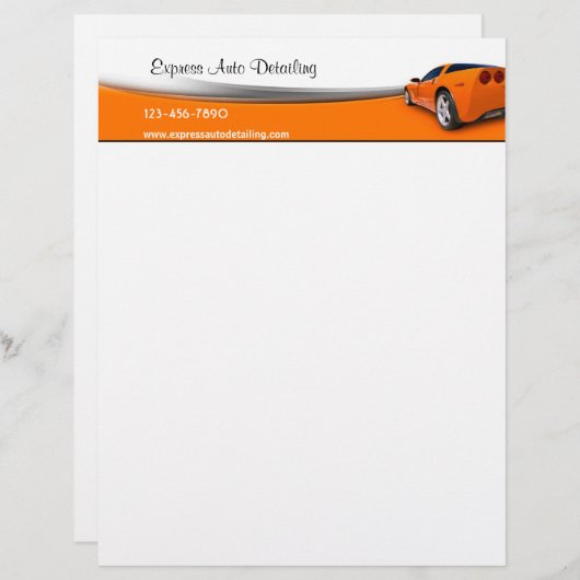 Car-gegevens Briefhoofd (Voorkant / Achterkant)