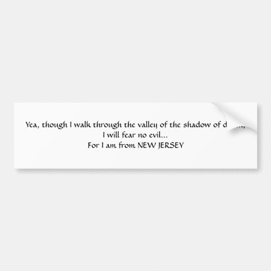Car Je Suis De New Jersey Bumper Sticker I (Devant)