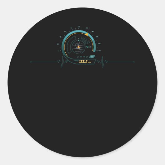 Car Lover Racing Speedometer Hartslag Auto Enthusi Ronde Sticker (Voorkant)