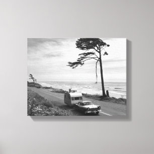 Car Pulling Trailer Canvas Afdruk
