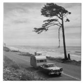 Car Pulling Trailer Tegeltje (Voorkant)