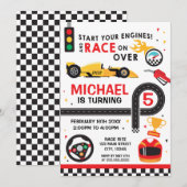 Car Racing  Birthday kid Invitation Kaart (Voorkant / Achterkant)