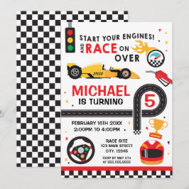 Car Racing  Birthday kid Invitation Kaart