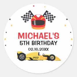 Car Racing Birthday Ronde Sticker