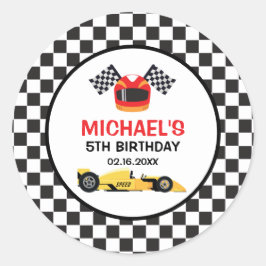 Car Racing Birthday Ronde Sticker