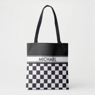 Car Racing / Chess Pattern + uw ruggengraat. en id Draagtas