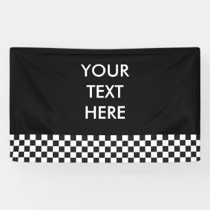 Car Racing / Chess Pattern + uw ruggengraat. en id Spandoek