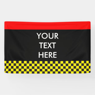 Car Racing / Chess Pattern + uw ruggengraat. en id Spandoek