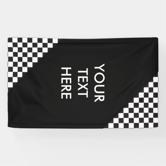 Car Racing / Chess Pattern + uw ruggengraat. en id Spandoek (Horizontaal)